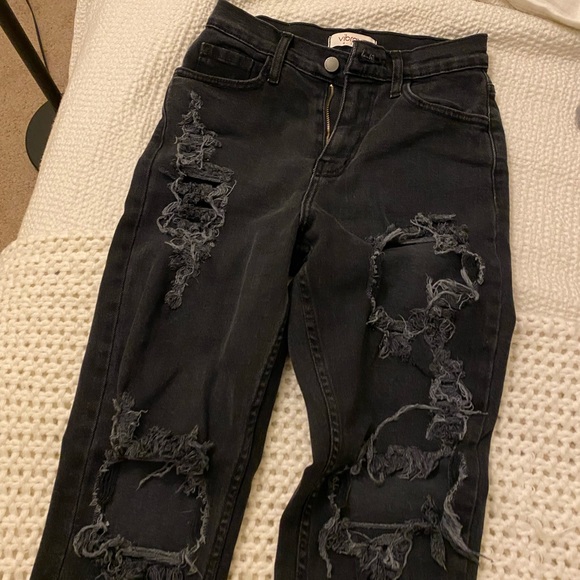 Black High waisted ripped mom jeans - size 3 - Picture 2 of 4